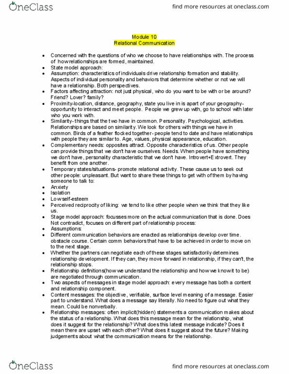 COMM 101 Lecture Notes - Lecture 10: Physical Body, Irreversible Process, Silent Treatment thumbnail