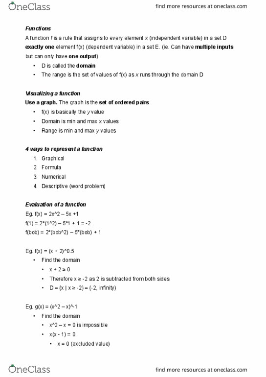 MATH 1231 Lecture Notes - Lecture 1: Piecewise cover image