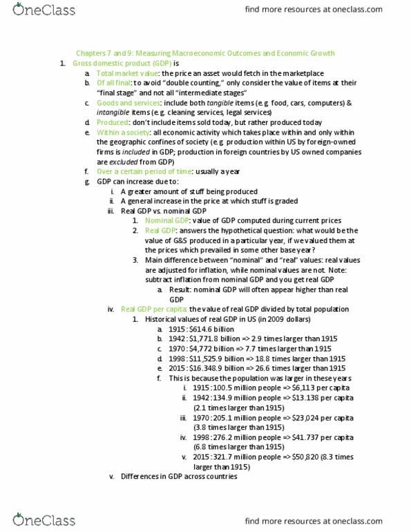 ECON 1000 Lecture Notes - Lecture 6: Gross Domestic Product, Hyperinflation, Human Capital thumbnail