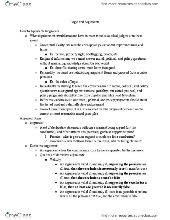 ICT 205 Lecture Notes - Lecture 6: Inductive Reasoning, Deductive Reasoning, Logical Form thumbnail