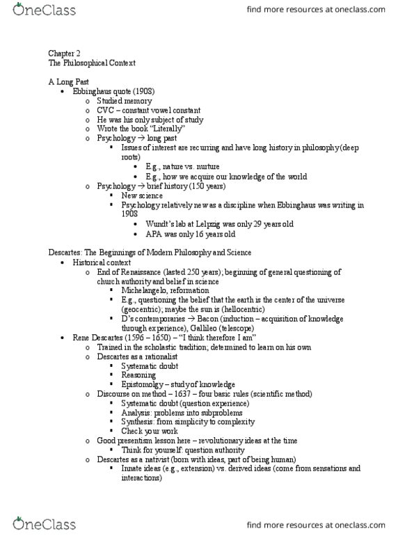 PY 370 Lecture Notes - Lecture 4: Scientific Method, Associationism, Contiguity thumbnail