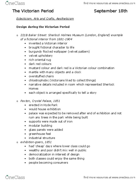 Visual Arts History 3387F/G Lecture Notes - 18 Stafford Terrace, East Aurora, New York, Sherlock Holmes Museum thumbnail