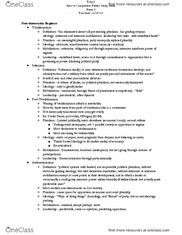 PSCI-1101 Lecture Notes - Lecture 2: Polling Place, Universal Suffrage, Parallel Society thumbnail