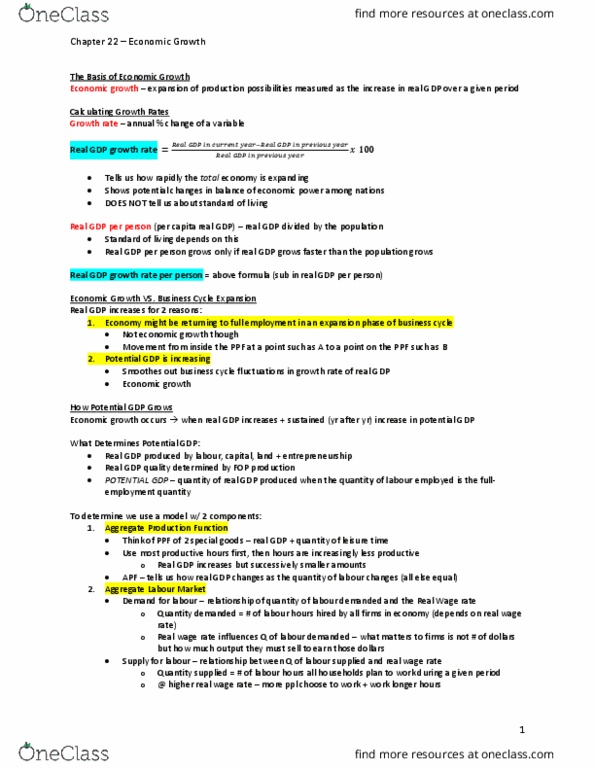 Economics 1022A/B Chapter Notes - Chapter 22: Potential Output, Real Wages, Business Cycle thumbnail