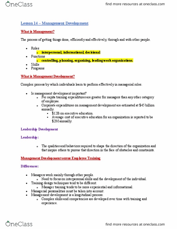 EDUC 240 Lecture Notes - Lecture 14: Management Development, Experiential Learning, Linguistics thumbnail