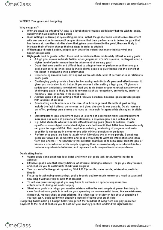 BEX2001 Lecture Notes - Lecture 2: Debit Card, Goal Setting, Direct Debit thumbnail