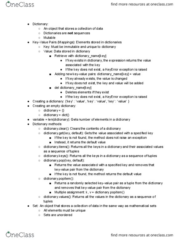 MIS 304 Lecture Notes - Lecture 15: Empty Set thumbnail