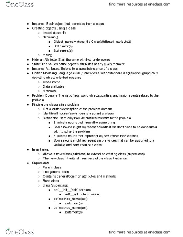 MIS 304 Lecture Notes - Lecture 17: Unified Modeling Language, Init thumbnail