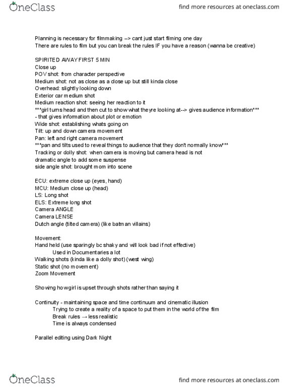 SOFA-101 Lecture Notes - Lecture 1: Long Shot, Tracking Shot, Point-Of-View Shot thumbnail