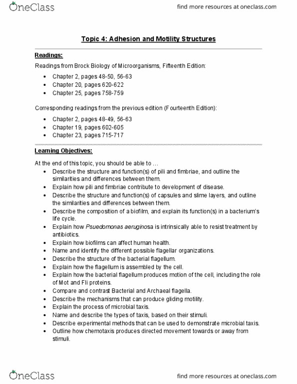 MICRB265 Lecture Notes - Lecture 4: Biofilm thumbnail