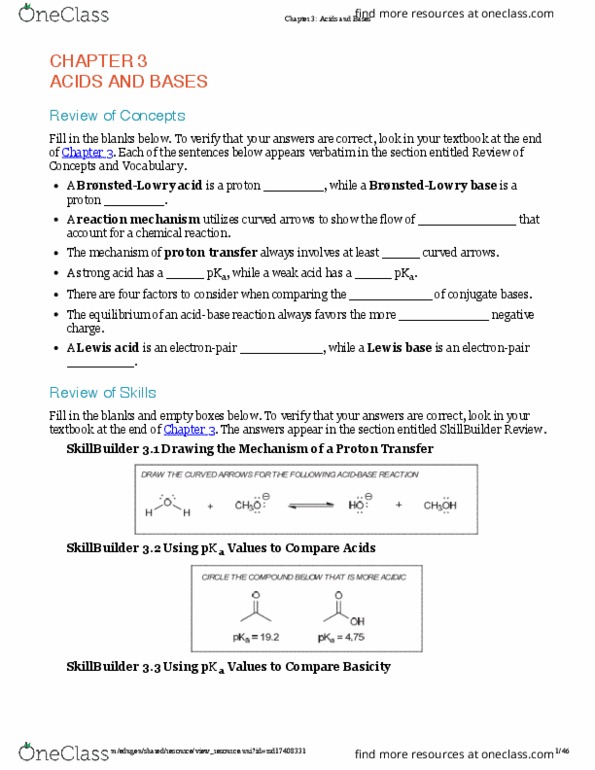 CHEM 2070 Chapter Notes - Chapter 3: Lewis Acids And Bases, Conjugate Acid, Acid Dissociation Constant thumbnail