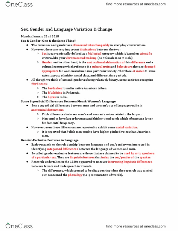 LIN 1340 Lecture Notes - Lecture 4: Vocal Folds, Fundamental Frequency, Language Change thumbnail