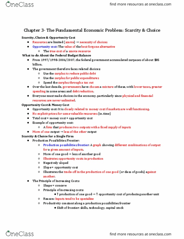 ECO 1304 Chapter Notes - Chapter 3: United States House Committee On Oversight And Government Reform, Opportunity Cost, Comparative Advantage thumbnail