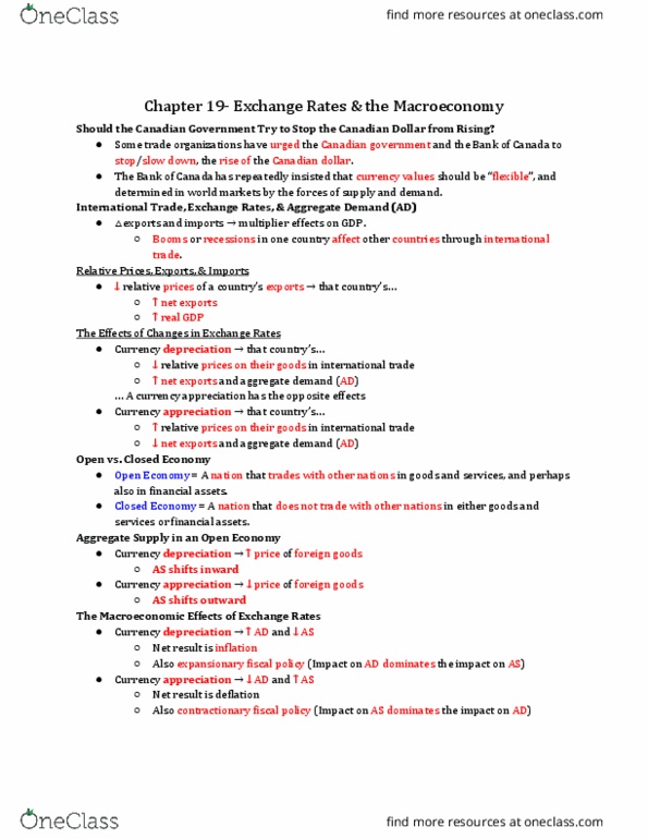 ECO 1304 Lecture Notes - Lecture 19: Currency Appreciation And Depreciation, Aggregate Demand, Aggregate Supply thumbnail