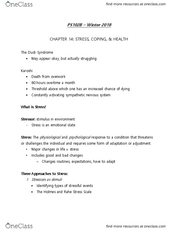 PS102 Chapter Notes - Chapter 14: Sympathetic Nervous System, Prefrontal Cortex, Autonomic Nervous System thumbnail