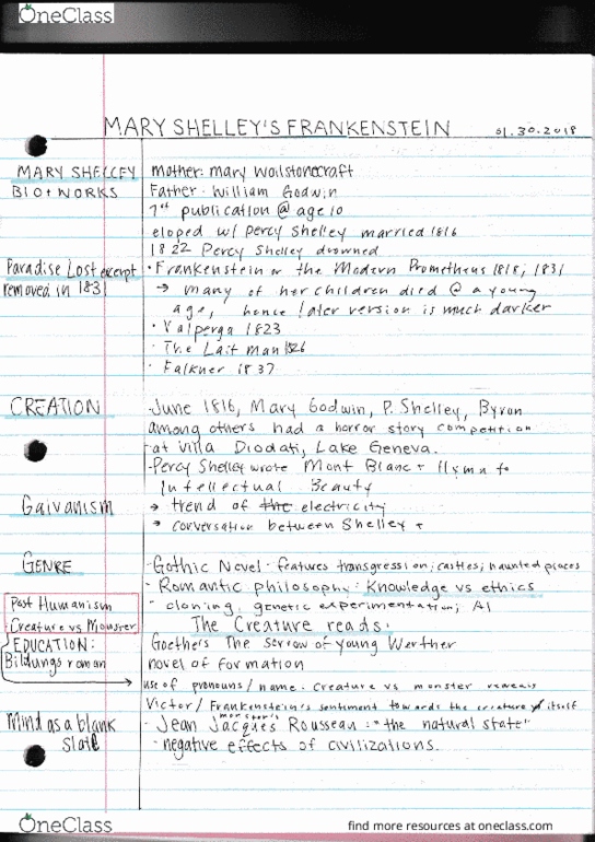 ENGL 203 Lecture 8: ENGL 203 Lecture 8 Frankenstein thumbnail