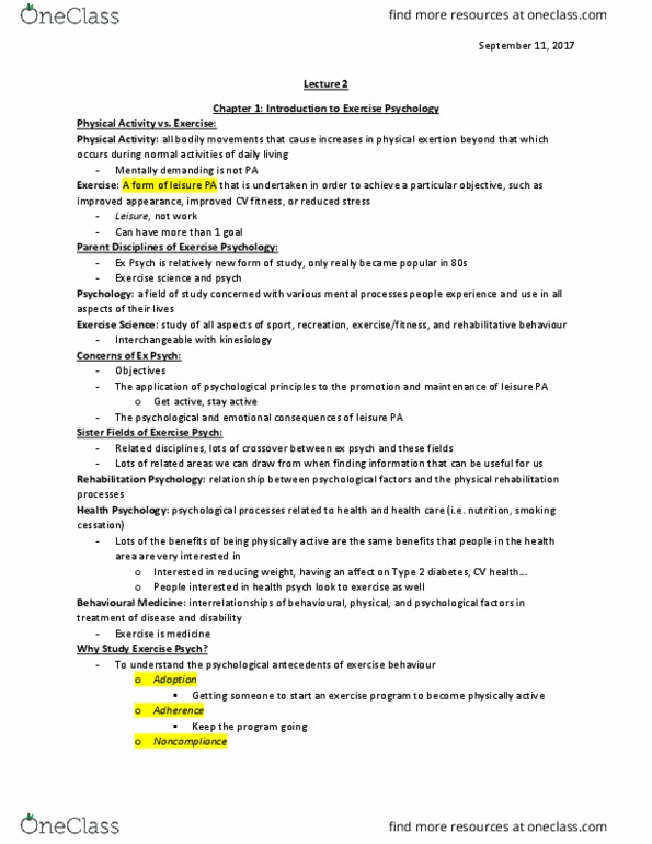 Kinesiology 2276F/G Lecture Notes - Lecture 2: Diabetes Mellitus Type 2, Weight Loss, Smoking Cessation thumbnail