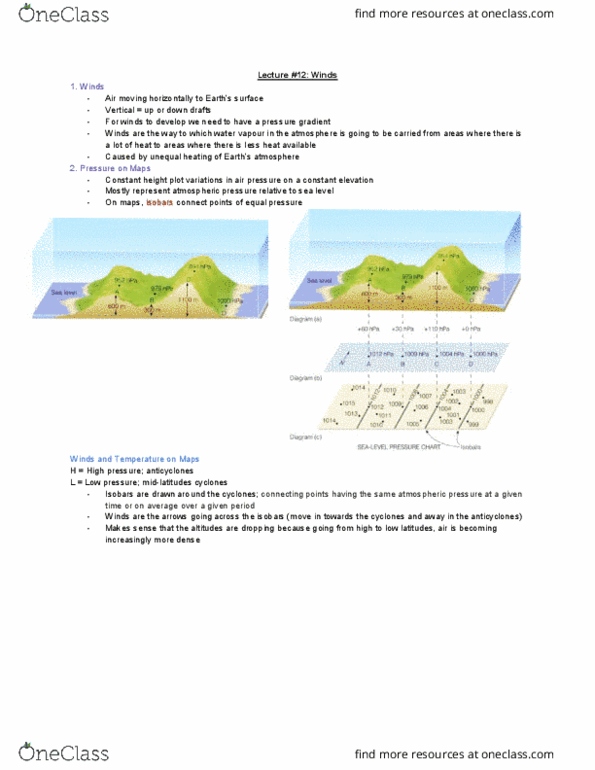 ENVIRSC 1C03 Lecture Notes - Lecture 12: Pressure Gradient, Pressure-Gradient Force, Cool Air thumbnail