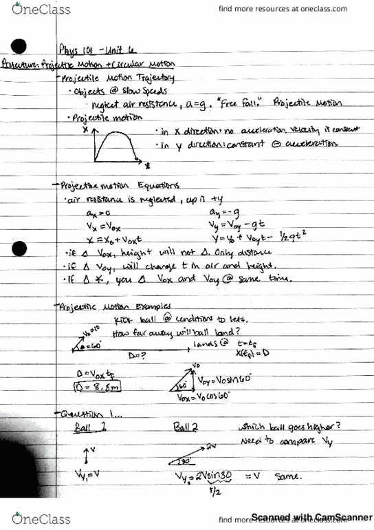 PHYS 101 Lecture 6: projectile motion and circular motion thumbnail