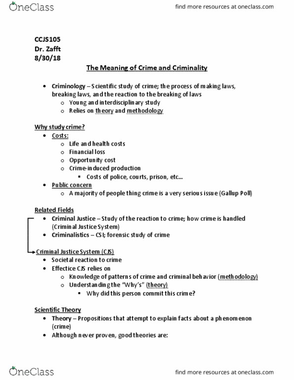 CCJS 105 Lecture Notes - Lecture 1: Opportunity Cost, Jaywalking, Falsifiability thumbnail