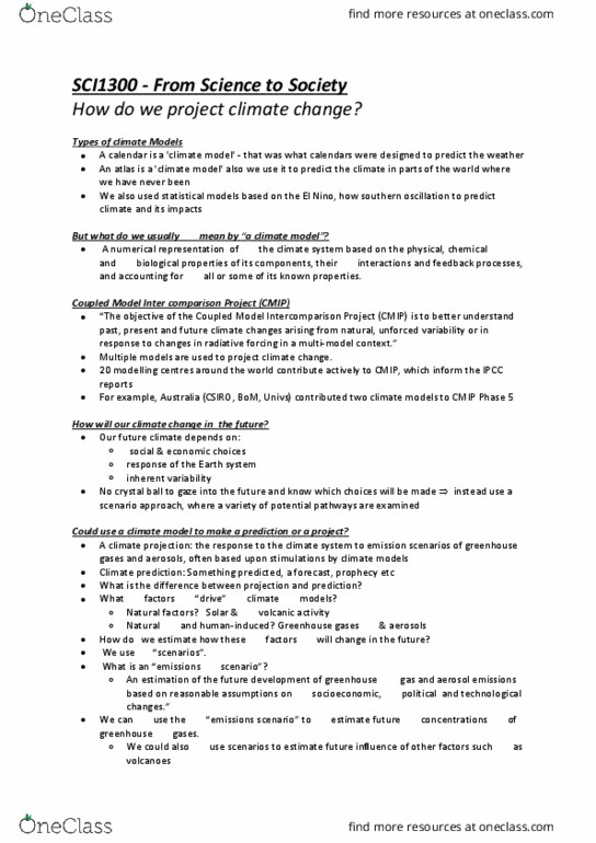 SCI1300 Lecture Notes - Lecture 16: Coupled Model Intercomparison Project, Commonwealth Scientific And Industrial Research Organisation, Crystal Ball thumbnail