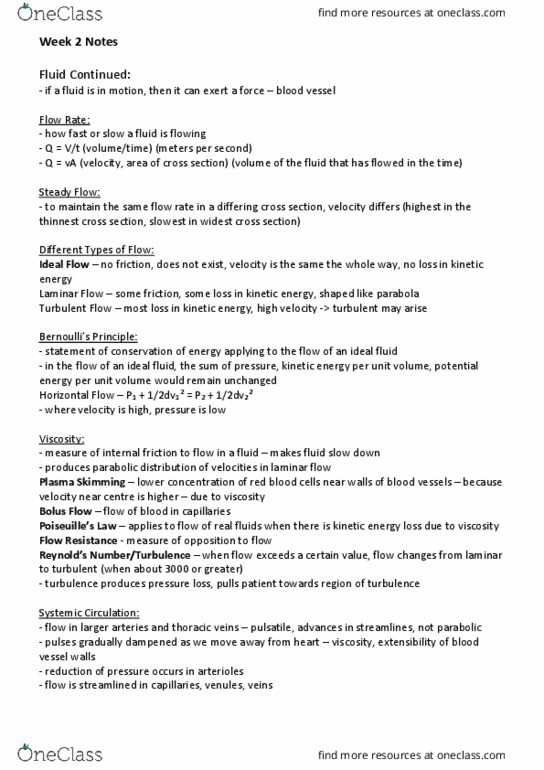 BIOS1170 Lecture Notes - Lecture 2: Perfect Fluid, Blood Vessel, Viscosity thumbnail