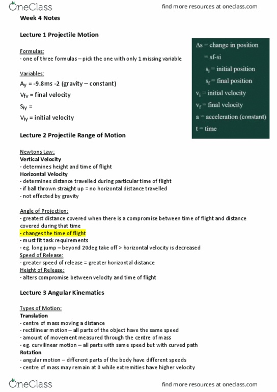 EXSS1018 Lecture Notes - Lecture 4: Radian thumbnail