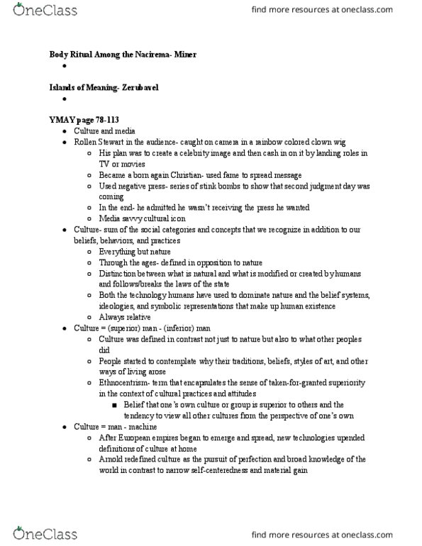 SOCI201 Lecture Notes - Lecture 4: Text Mining, Margaret Mead, Cultural Relativism thumbnail