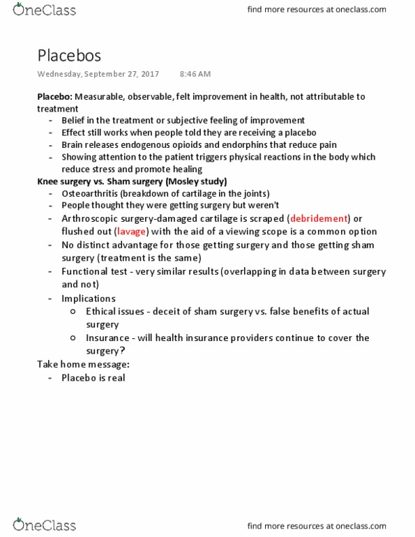 Kinesiology 1070A/B Lecture Notes - Lecture 18: Debridement, Therapeutic Irrigation, Osteoarthritis thumbnail