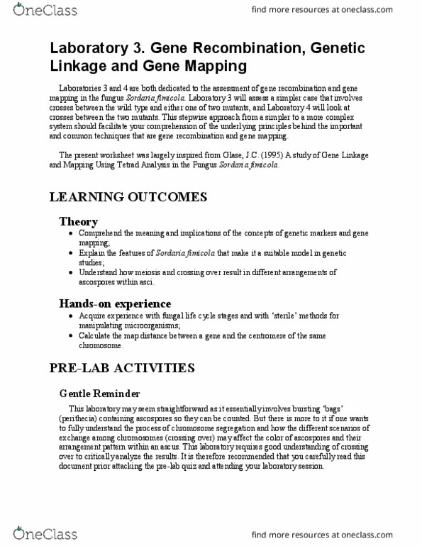 BIO 2133 Lecture Notes - Lecture 3: Gene Mapping, Ascocarp, Genetic Linkage thumbnail