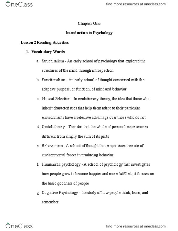 PSC 101 Chapter Notes - Chapter Chapter 1, Lesson 2: Unconscious Mind, Humanistic Psychology, Gestalt Psychology thumbnail
