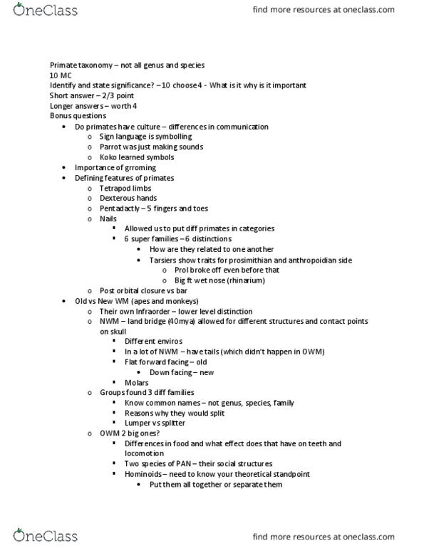 ANTHROP 2E03 Lecture Notes - Lecture 30: Rhinarium, Sign Language, Bipedalism thumbnail