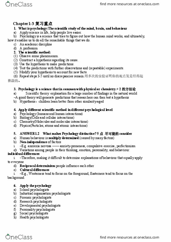 PSY 102 Lecture Notes - Lecture 1: Anorexia Nervosa, Scientific Method, Scientific Theory thumbnail