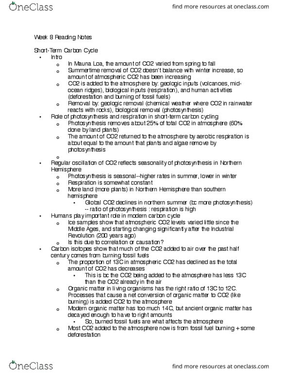 LIFESCI 7B Chapter Notes - Chapter 8: Northern Hemisphere, Carbon Cycle, Parental Investment thumbnail