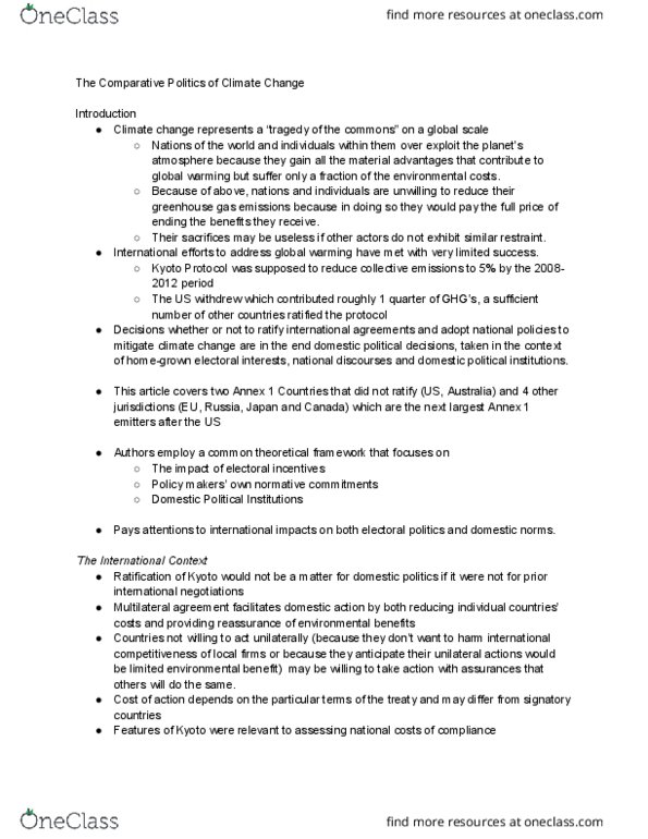 POL101Y1 Chapter Notes - Chapter 1-4: Kyoto Protocol, Wield, Emissions Trading thumbnail