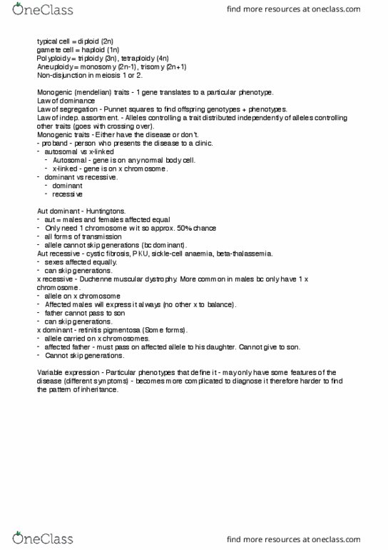 ANHB1101 Lecture Notes - Lecture 28: Retinitis Pigmentosa, Monosomy, Anemia thumbnail