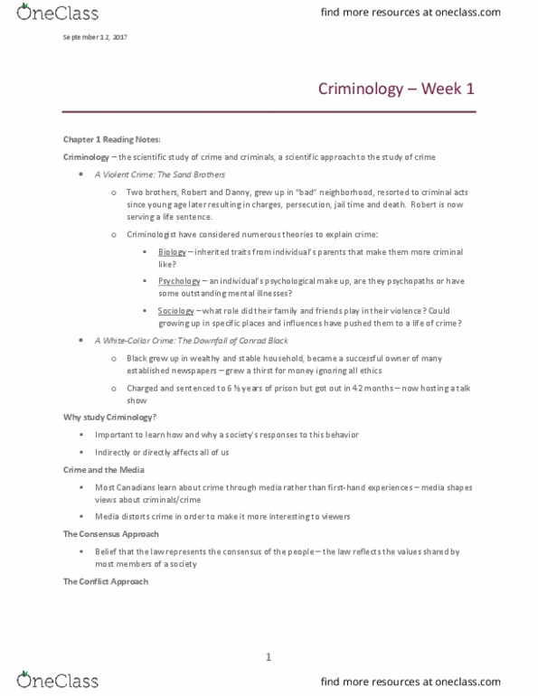 CRCJ 1000 Lecture 1: Criminology – Week 1 thumbnail