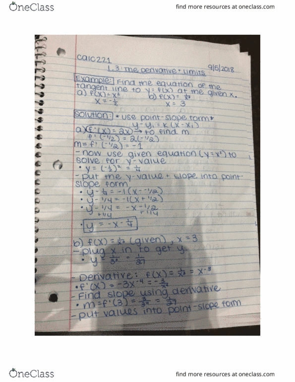 MATH221 Lecture 11: Calc Notes - Chapter 1.3 cover image