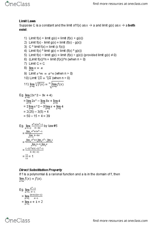MATH 1231 Lecture Notes - Lecture 3: Squeeze Theorem, Floor And Ceiling Functions cover image