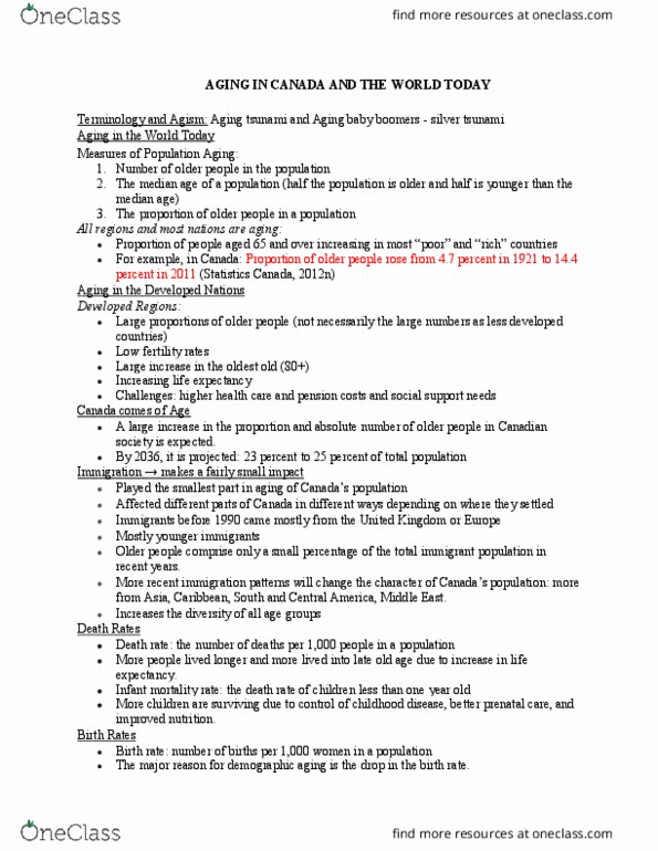 HLTHAGE 1BB3 Lecture Notes - Lecture 4: List Of Sovereign States And Dependent Territories By Immigrant Population, Prenatal Care, Population Ageing thumbnail