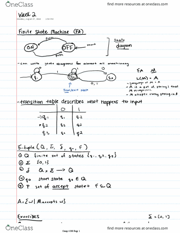 COMP 4200 Lecture 2: Week 2 finite state machine thumbnail