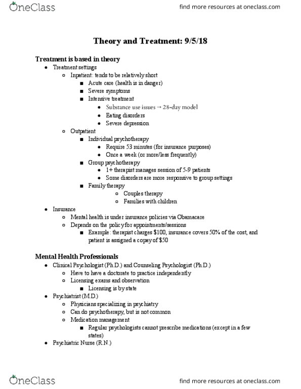 PSY 1205 Lecture Notes - Lecture 3: Group Psychotherapy, Medication Therapy Management, Relationship Counseling thumbnail
