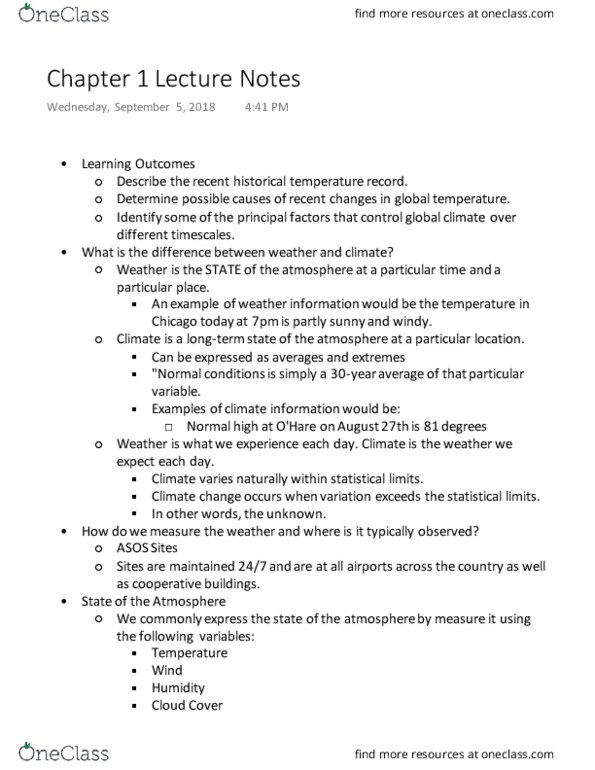 ENVS 224 Lecture 1: Chapter 1 - Weather vs. Climate & Climate Change thumbnail
