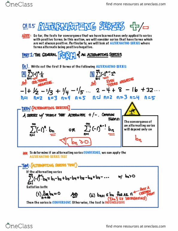 MATH 1132Q Lecture Notes - Lecture 12: Alternating Series, Convergent Series thumbnail
