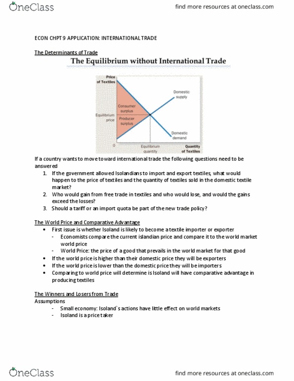 ECON 1000 Chapter Notes - Chapter 9: Market Power, Import Quota, Comparative Advantage thumbnail