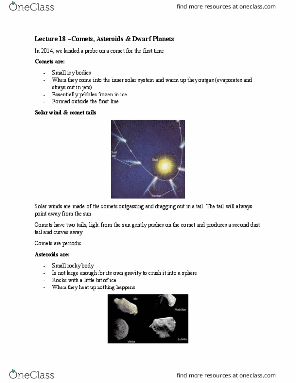 AST101H1 Lecture Notes - Lecture 18: Solar Wind, Kuiper Belt, Asteroid Belt thumbnail
