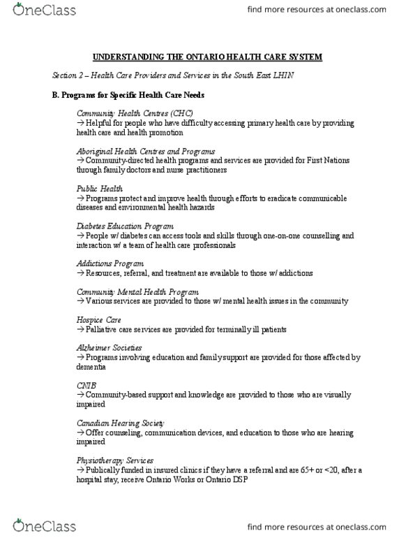Health Sciences 3040A/B Chapter Notes - Chapter 1: Cnib, Palliative Care, Environmental Health thumbnail