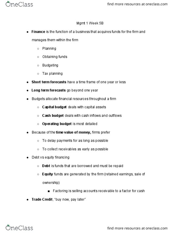 MGMT 1 Lecture Notes - Lecture 11: Operating Budget, Tax Avoidance, Retained Earnings thumbnail