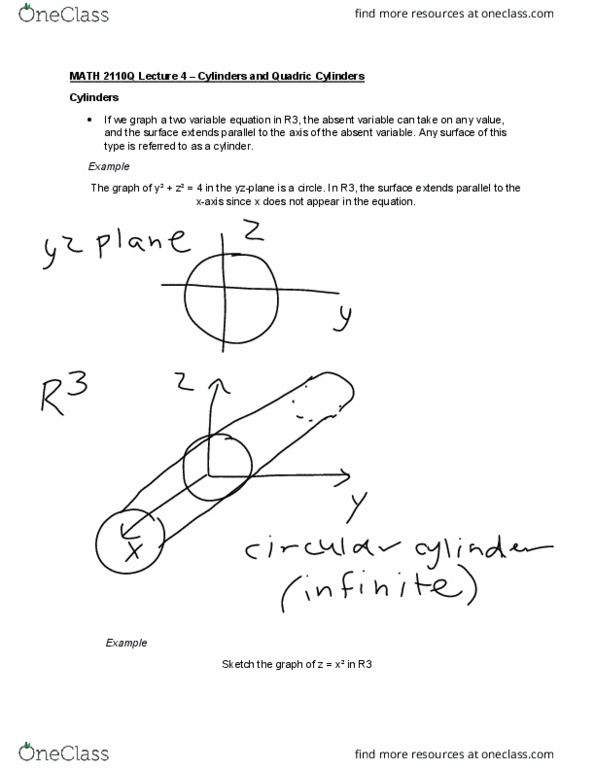 MATH 2110Q Lecture Notes - Lecture 4: Quadric, Ellipse, Paraboloid cover image