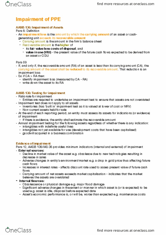 ACCT20002 Lecture Notes - Lecture 7: Market Capitalization, Impaired Asset, Book Value thumbnail